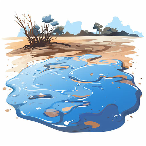 Oil painting style Puddle Clipart on white background