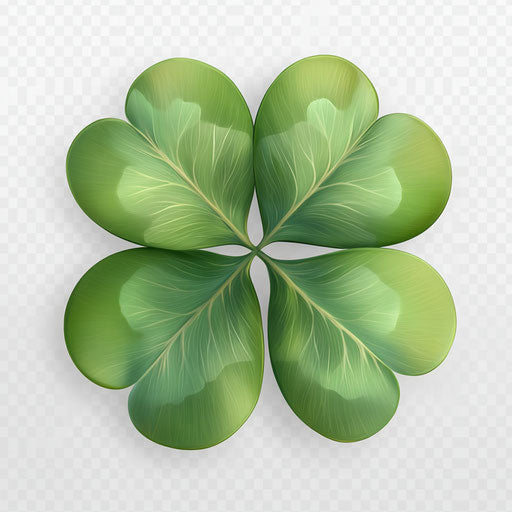 3D four leaf clover on flat white background