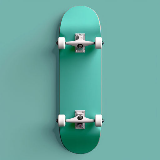 Realistic skateboard clipart on turquoise background