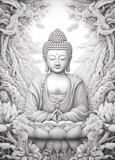 Hand-drawn pointillist Buddhist spiritual symbol