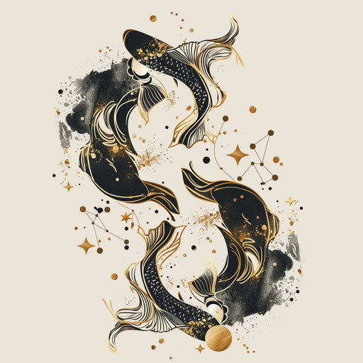 Sophisticated flat sketch of the Pisces constellation