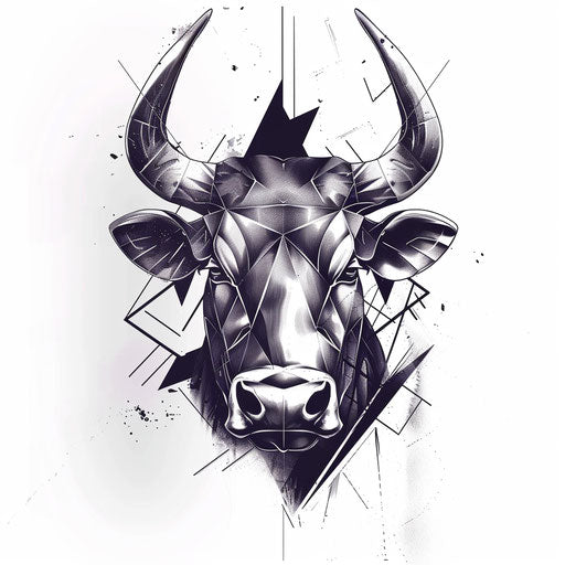 Geometric bull tattoo concept on white background