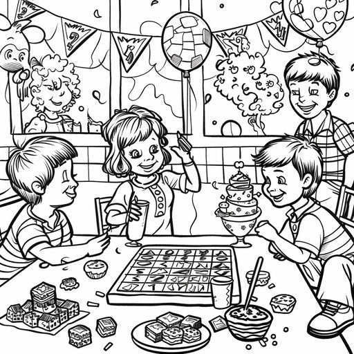Children playing bingo at a birthday party