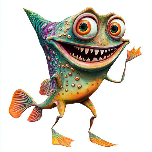 Print-Ready Sea Animals Caricature Clipart in PDF Format