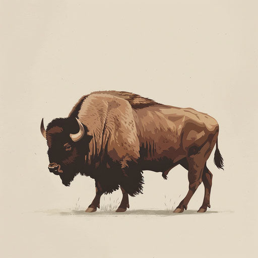 Elegant buffalo on flat cream background