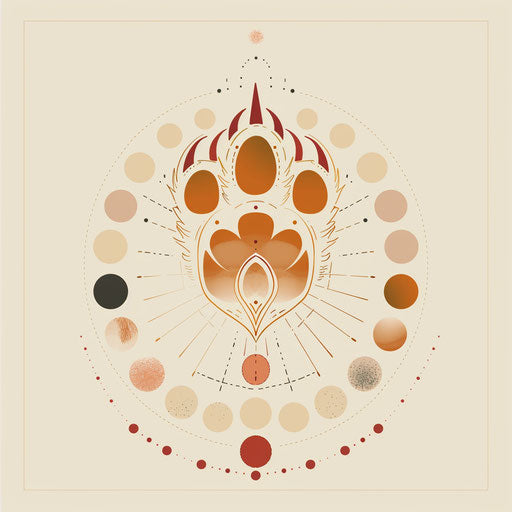 Bear paw with balanced zen circles and soft beige tones