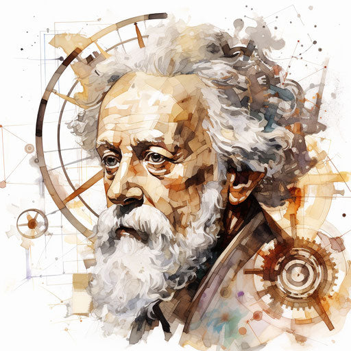 Physics clipart in the style of oil painting, on white background