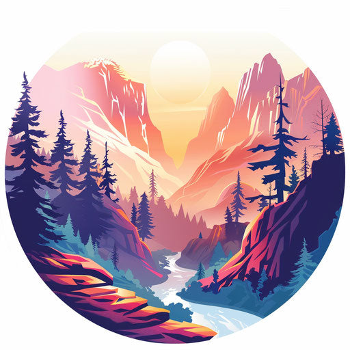 Valley clipart in photo realistic style with white background