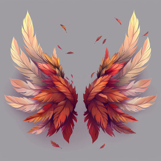 Autumn clip art with detailed wing on random flat background