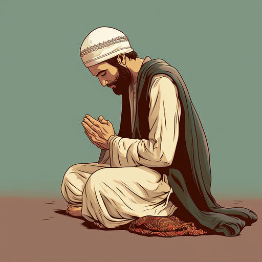 Man praying, precisionist lines