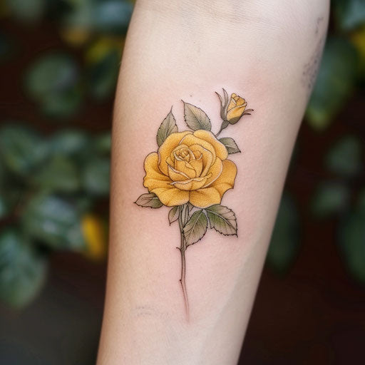 Elegant flat tattoo sketch of a yellow rose