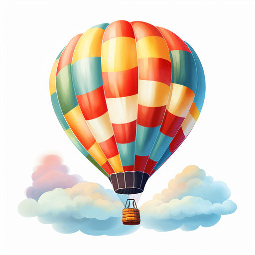 Hot air balloon clipart in the style of oil painting