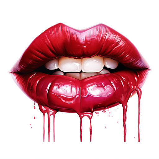 Lips clipart in the style of oil painting, on white background
