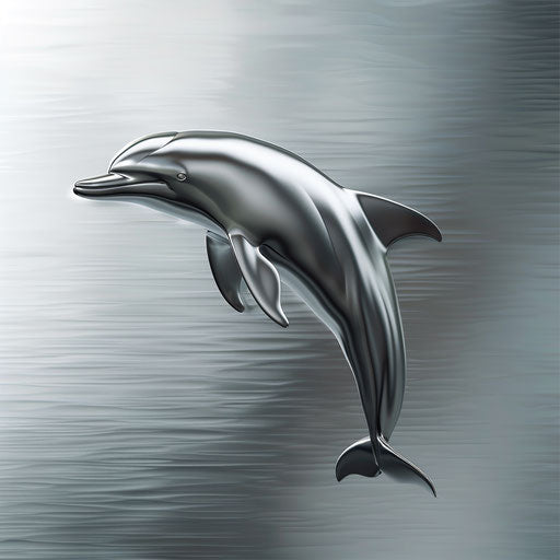 Flat, metallic background with realistic dolphin clipart