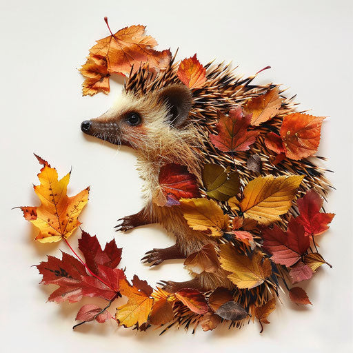 Autumnal hedgehog of leaves: nature and art