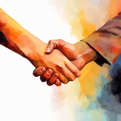 Impressionistic handshake clipart on white background