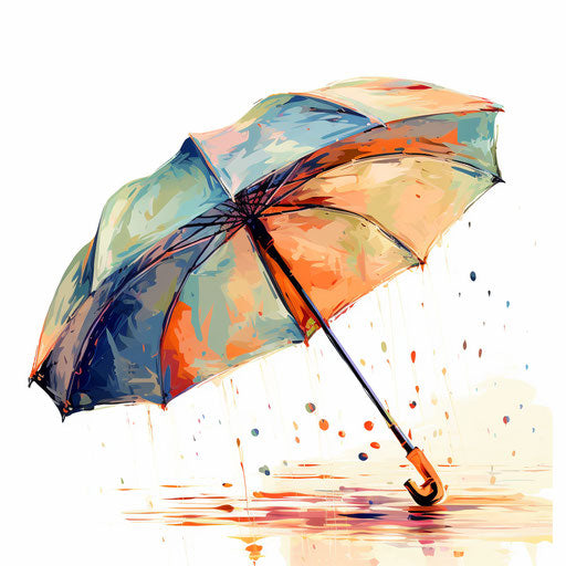 Umbrella clipart in Impressionistic Art style, on white bg