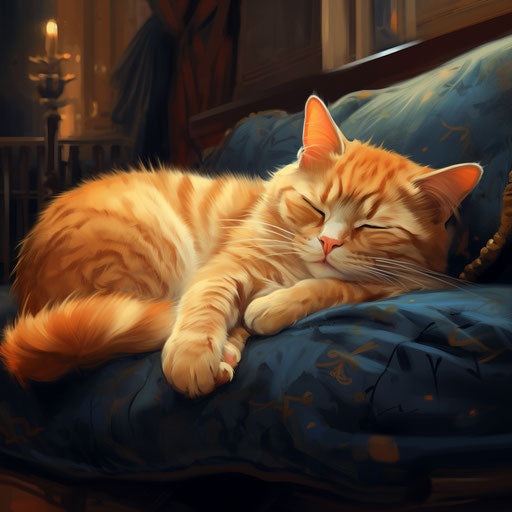Orange cat sleeping on a couch