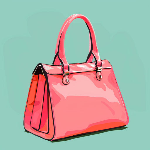 Handbag illustration in realistic style with a flat random background, vibrant tones and enhanced clarity