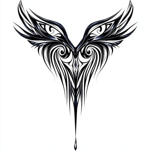 Tribal angel neck tattoo sketch on white background