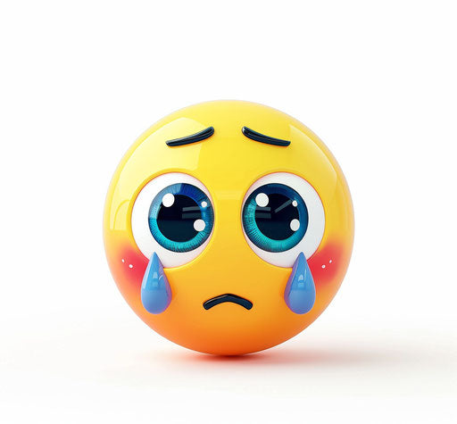 Crying emoji, simple design, cute cartoon style