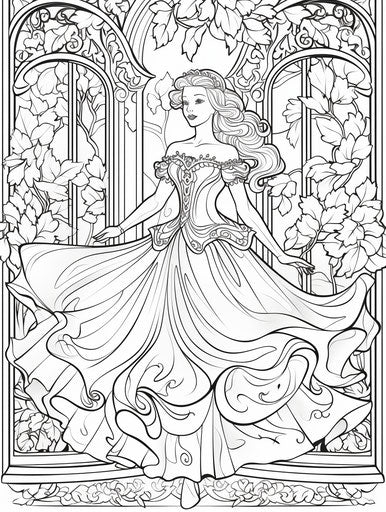 An adult coloring book, a ballerina dances