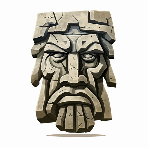 Stone clipart in the style of Chiaroscuro Art, on white background