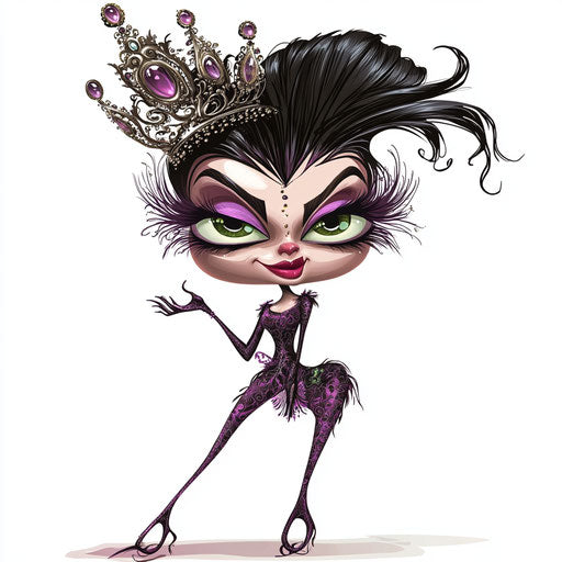 Humorous caricature of a tiara with human characteristics