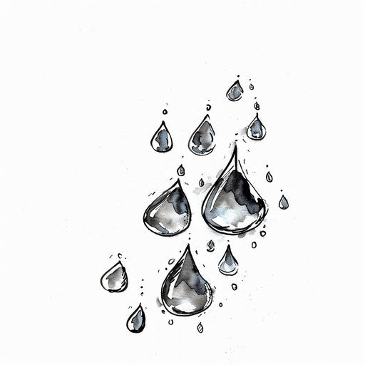 Minimalist watercolor raindrops on clean white background