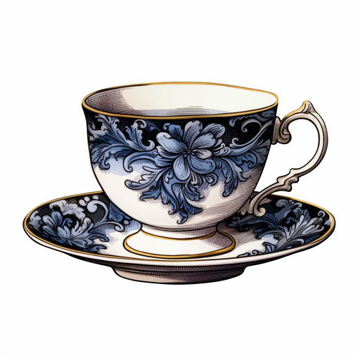 Teacup clipart in the style of Chiaroscuro Art