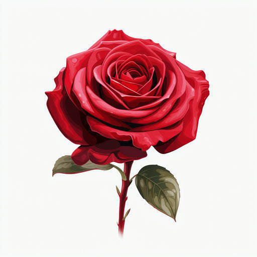 Minimalist style red rose illustration on white background