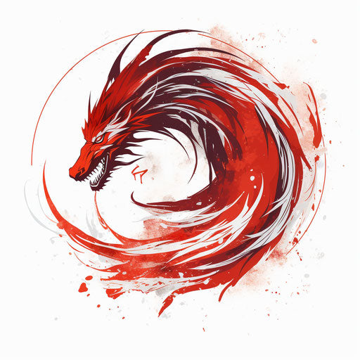 Minimalistic red dragon tattoo in tribal style