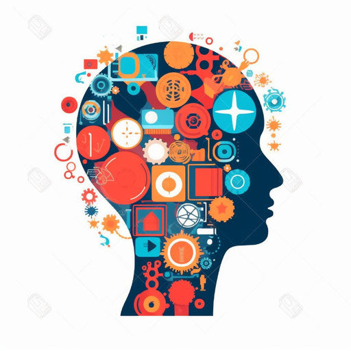 Minimalist style psychology clipart, on white background