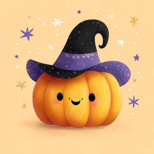 A Colorful and Cheerful Halloween Illustration with a Pumpkin