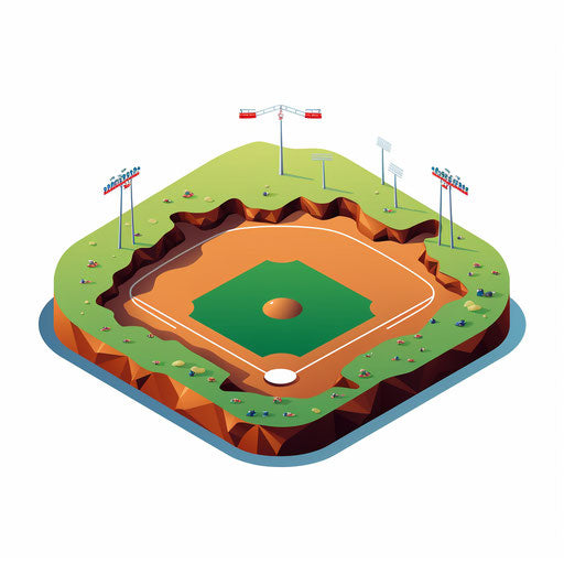 Minimalist baseball diamond clipart on white background