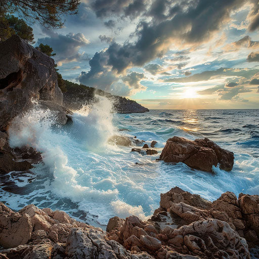 Hvar Beach with rugged cliffs and crashing waves