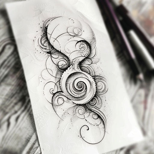 Elegant tattoo sketch of a hakuna matata symbol with delicate curves