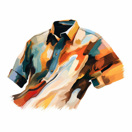 Shirt illustration in the style of Impressionistic Art, on white background
