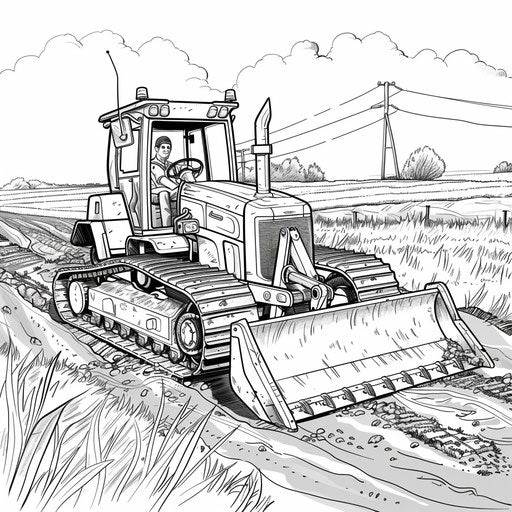 Bulldozer working on a farm, preparing the land