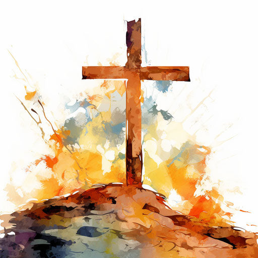 Cross in Oil painting style on white background