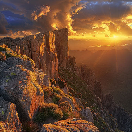 Mount Wellington, Tasmania illuminated by golden hour light