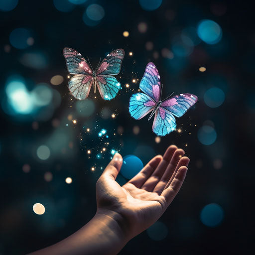 Glimmering light effects with hanging butterflies