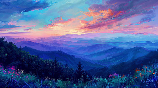 Blue mountains at dusk