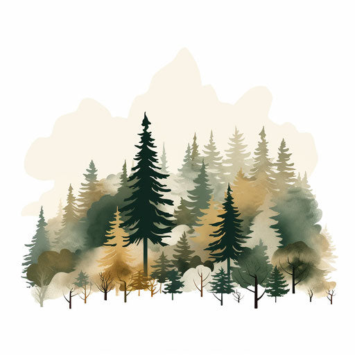 Forest clipart in the minimalist style, on white background