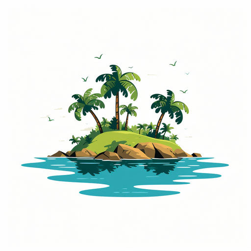 Island clipart in Minimalist style, on white background