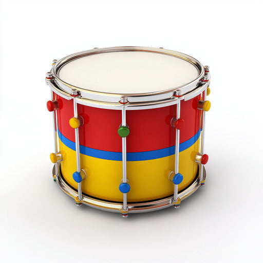 3D Toy Drum on white background, photo realistic style