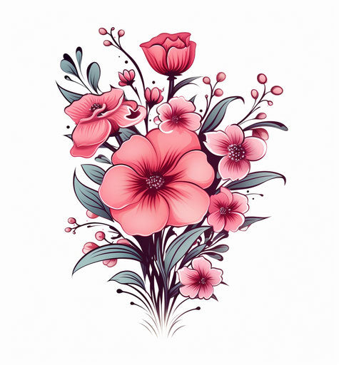 Cute hand drawn sculpted floral tattoo design