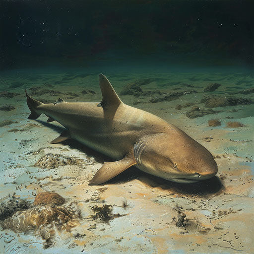 Tranquil underwater scene with a nurse shark on sandy floor