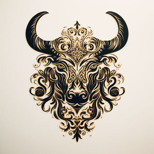 Bull tattoo in mbole art style with minimalist touch