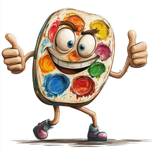 Art palette caricature with human characteristics